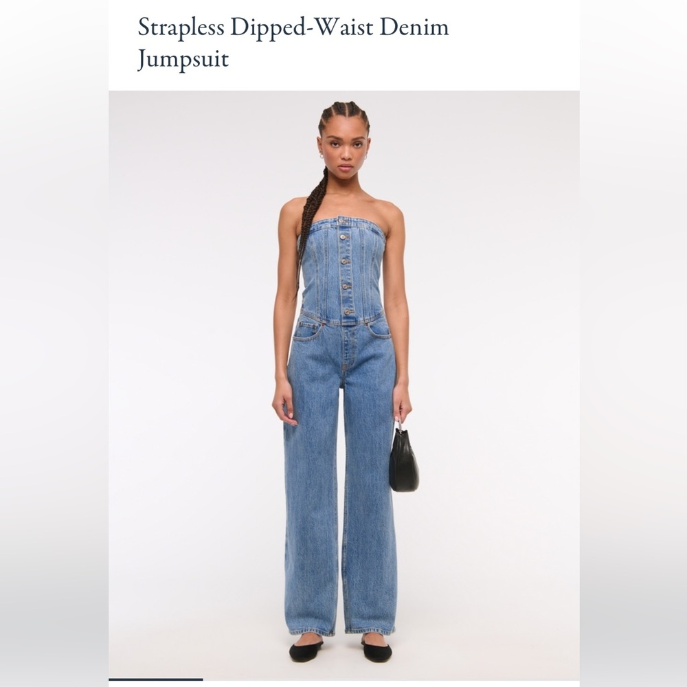 Abercrombie Women's Strapless Dipped-Waist Denim Jumpsuit